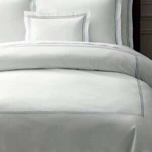 Restoration Hardware - Italian Hotel Satin Stitch White Duvet Cover - Queen
